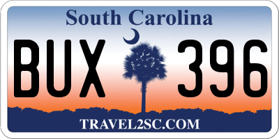 SC license plate BUX396