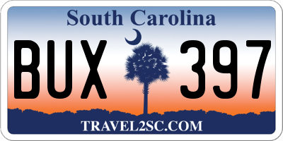 SC license plate BUX397