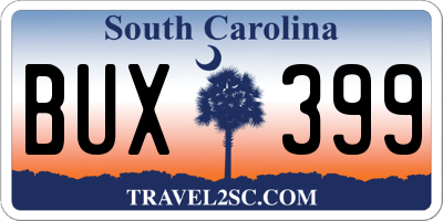 SC license plate BUX399