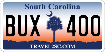 SC license plate BUX400