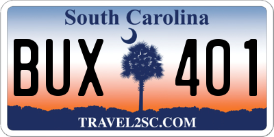 SC license plate BUX401