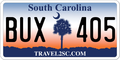 SC license plate BUX405