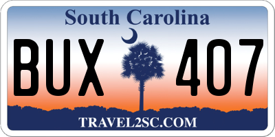 SC license plate BUX407
