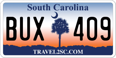 SC license plate BUX409