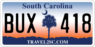 SC license plate BUX418