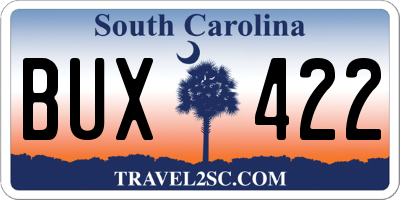 SC license plate BUX422