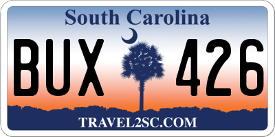 SC license plate BUX426