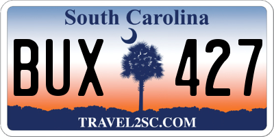 SC license plate BUX427