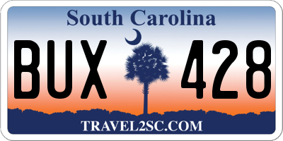 SC license plate BUX428