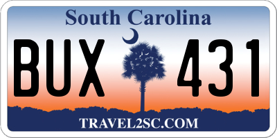 SC license plate BUX431