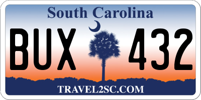 SC license plate BUX432