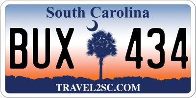 SC license plate BUX434