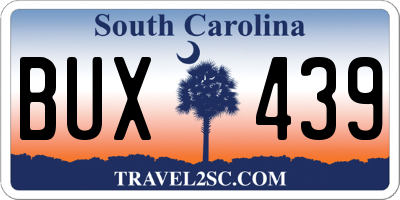 SC license plate BUX439