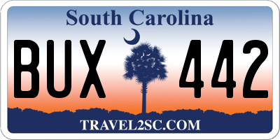 SC license plate BUX442