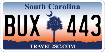 SC license plate BUX443