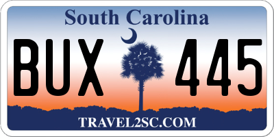 SC license plate BUX445