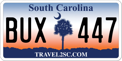 SC license plate BUX447