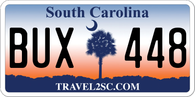 SC license plate BUX448