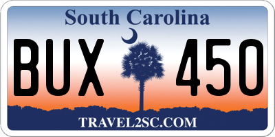 SC license plate BUX450