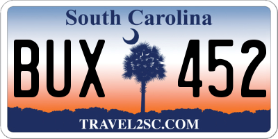 SC license plate BUX452