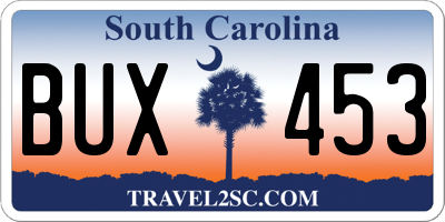 SC license plate BUX453
