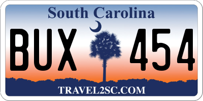 SC license plate BUX454