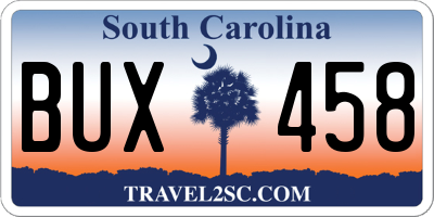 SC license plate BUX458