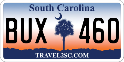SC license plate BUX460