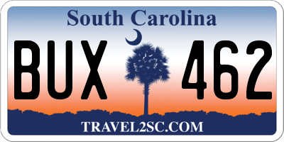 SC license plate BUX462