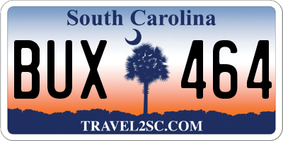 SC license plate BUX464