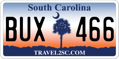 SC license plate BUX466