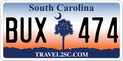 SC license plate BUX474