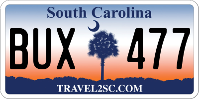 SC license plate BUX477