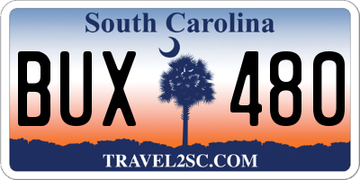 SC license plate BUX480