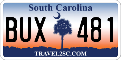 SC license plate BUX481
