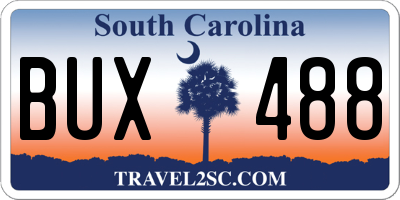 SC license plate BUX488