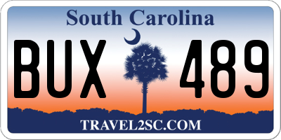 SC license plate BUX489