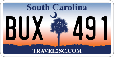 SC license plate BUX491