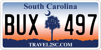 SC license plate BUX497