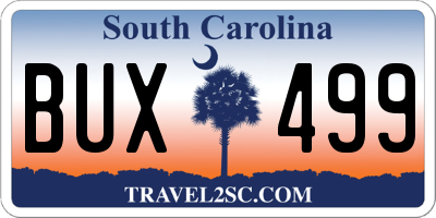 SC license plate BUX499