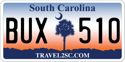 SC license plate BUX510