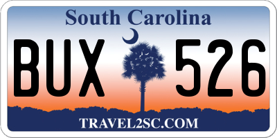SC license plate BUX526