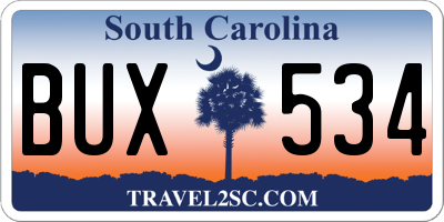 SC license plate BUX534