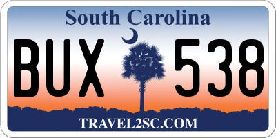 SC license plate BUX538