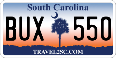 SC license plate BUX550