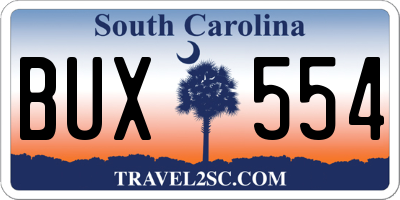 SC license plate BUX554