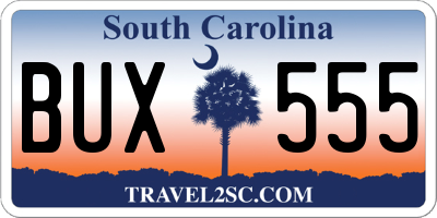 SC license plate BUX555