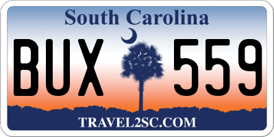 SC license plate BUX559