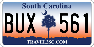SC license plate BUX561