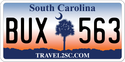 SC license plate BUX563